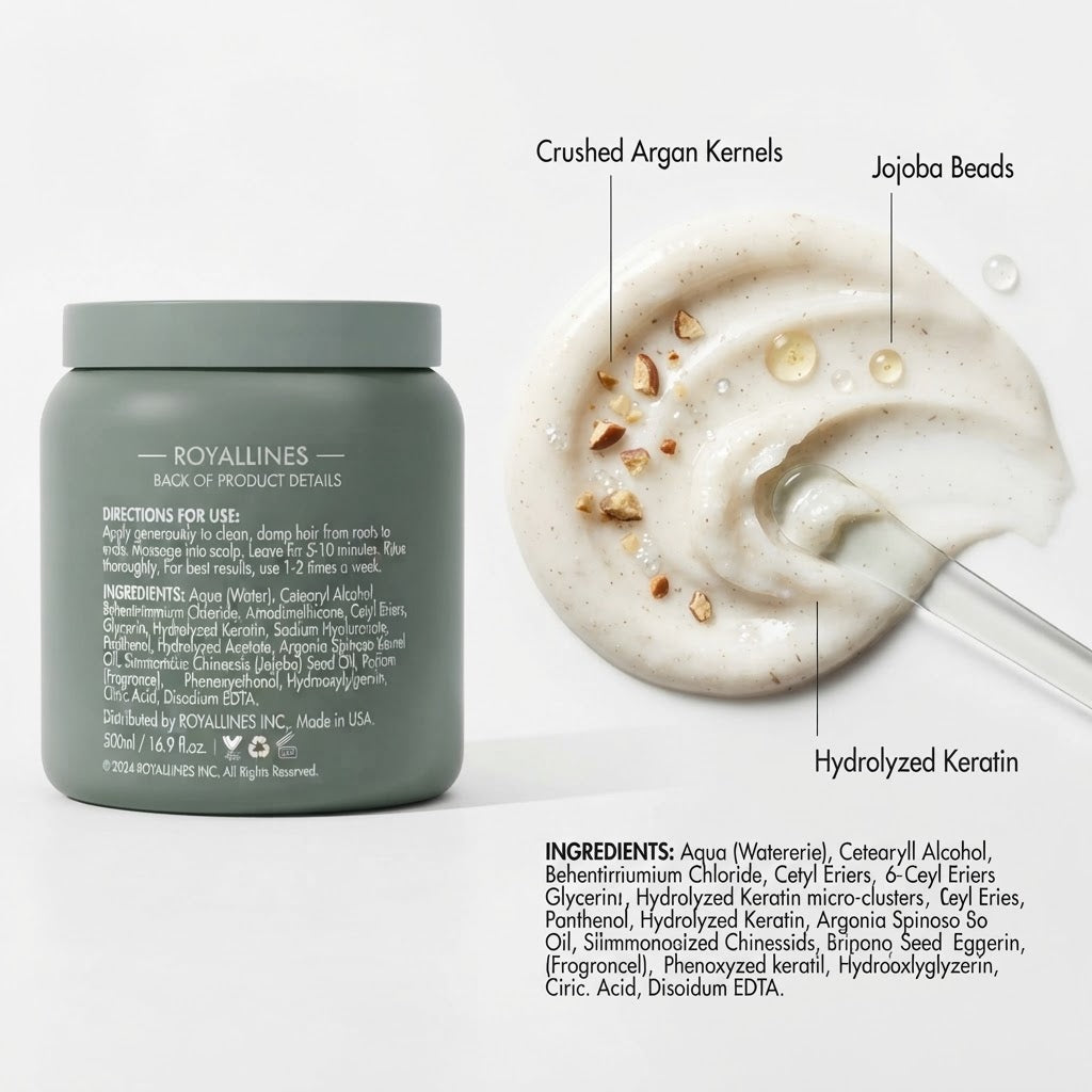 Royallines Hair Mask Protein & Hyaluronic Acid Smooth Silky 500ml